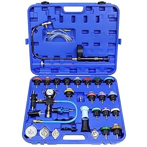 ADAFIRST 33PCS Radiator Coolant Pressure Tester and Vacuum Refill Tool Kit, Automotive Cooling System Manual Leak Test & Pneumatic Fill Filling Filler Set Universal for Car Truck Airlift, Blue