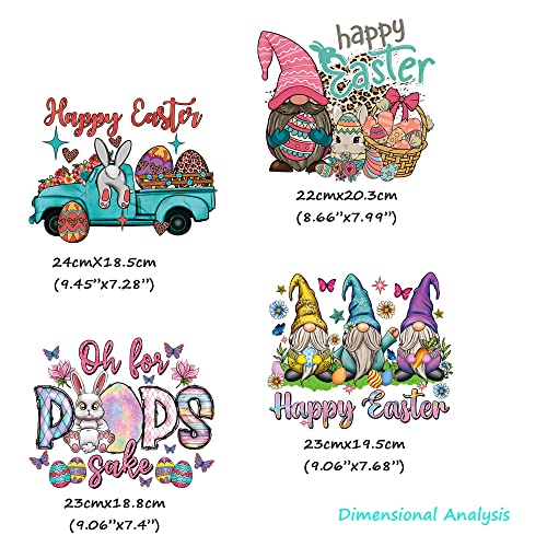 Easter Iron On Decals Gnome Iron On Patches 4 Pcs Rabbit Heat Transfer Vinyl Stickers Happy Easter Diy Appliques Craft For Clothing T-Shirt Jacket Bag Decor #TOP1