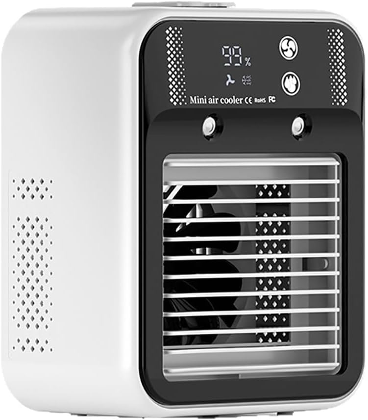 Portable Air Conditioners Fan, Evaporative Air Cooler, Mini USB Cooling Fan with 2 Wind Speeds Touch Screen Intelligent Digital Display Desktop Cooling Fan for for Home Room Camping Car Office