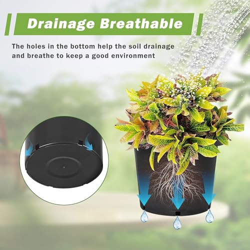 HOSTIC 1 Gallon Flexible Nursery Pots Gallon Pot with Drainage Holes Plastic Plant Container Suitable for Indoor Outdoor Vegetables Flowers Plants 10 PCS by HOSTIC - Image 2