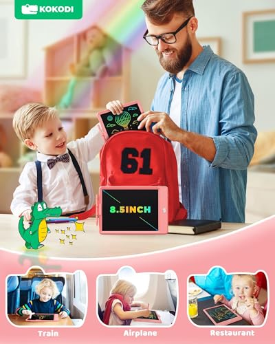 Lcd Schreibtafel Kinder für Spielzeug ab 3 jahre, KOKODI 8,5 Zoll Heller Bunten Maltafel Zaubertafel für 3 4 5 6 7 8 Jahre, Spielzeuggeschenke Valentinstag Geburtstag Geschenk alt Mädchen Jungen, Rosa