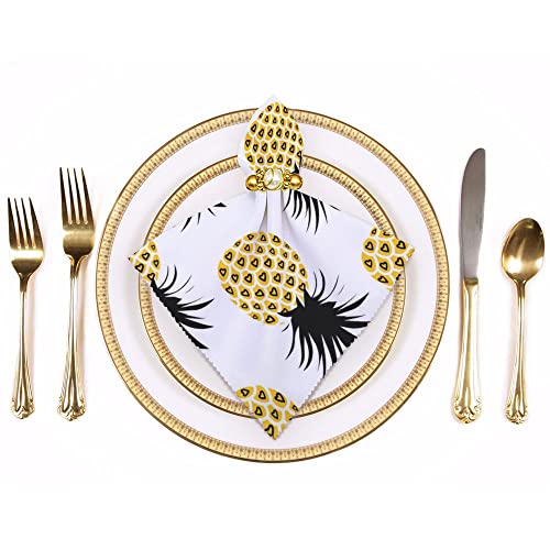 Xollar Kitchen Dinner Napkins Cloth 6Pcs Set Cute Pineapples Printed Washable Reusable Cloth Napkin For Holiday Party Wedding Home Decoration 18.7X18.7Inch #TOP2