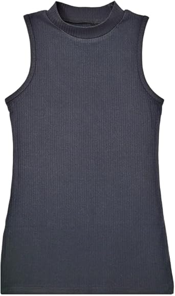SUMONA Sleeveless Basic Everyday Casual Cotton Blend Mock High Neck Ribbed Fitted Tank Top