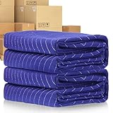 2 Pcs Moving Blankets, 40 x 72 inches Heavy Duty Packing Blankets for Protecting Furniture Professional Quilted Shipping Furniture Pads, Padded Mover Blankets (Blue)