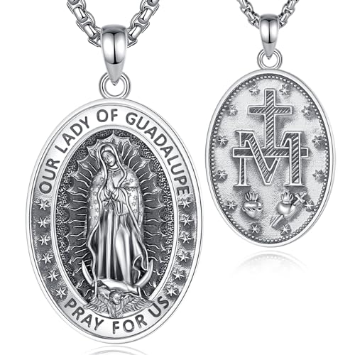 Our Lady of Guadalupe silver pendant necklace