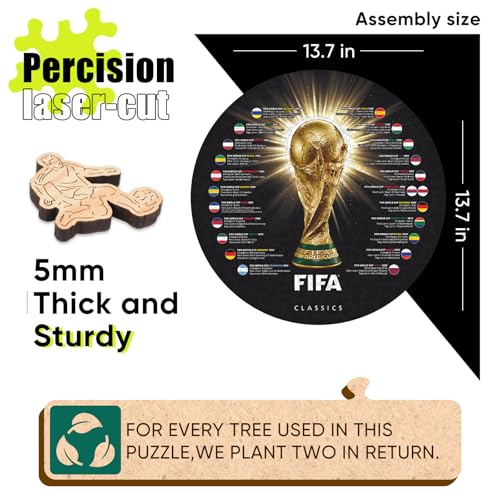 Image of FIFA Historic World Cups L50 Premium Puzzle for Adult, Creative Collectible for Fans, Officially Licensed, Football Fan Souvenir for Home Bar Wall Decor,300pcs Irregular Shape Puzzle, 5MM Thick