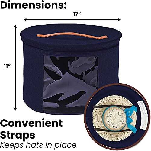 Hat boxes for Women Storage Large Round Blue 17 x 11 - Thumbnail 3