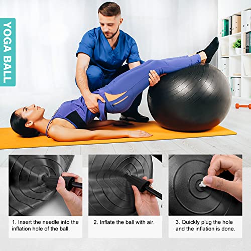 Gele Exercise Ball, Thick Anti-Slip & Anti-Burst Yoga Pilates Ball For Pregnancy Birthing, Physical Therapy And Core Balance Training, Fitness Balance Ball With Air Pump (18In, Black) #TOP4