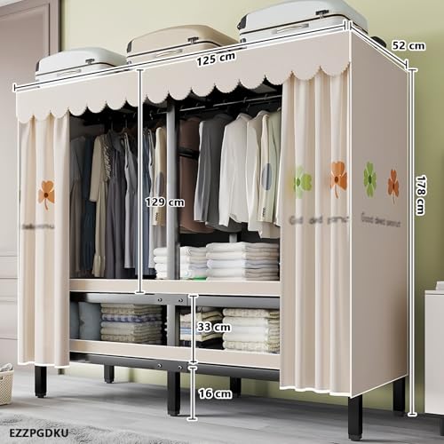 Armarios de tela con estantes de gran capacidad y perchero para ropa 8