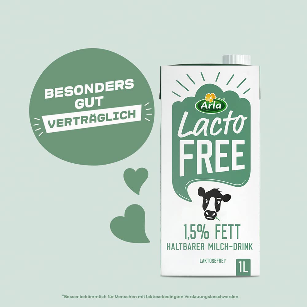 Arla LactoFREE Laktosefreie Haltbare Milch 1,5% Fett 10 x 1L