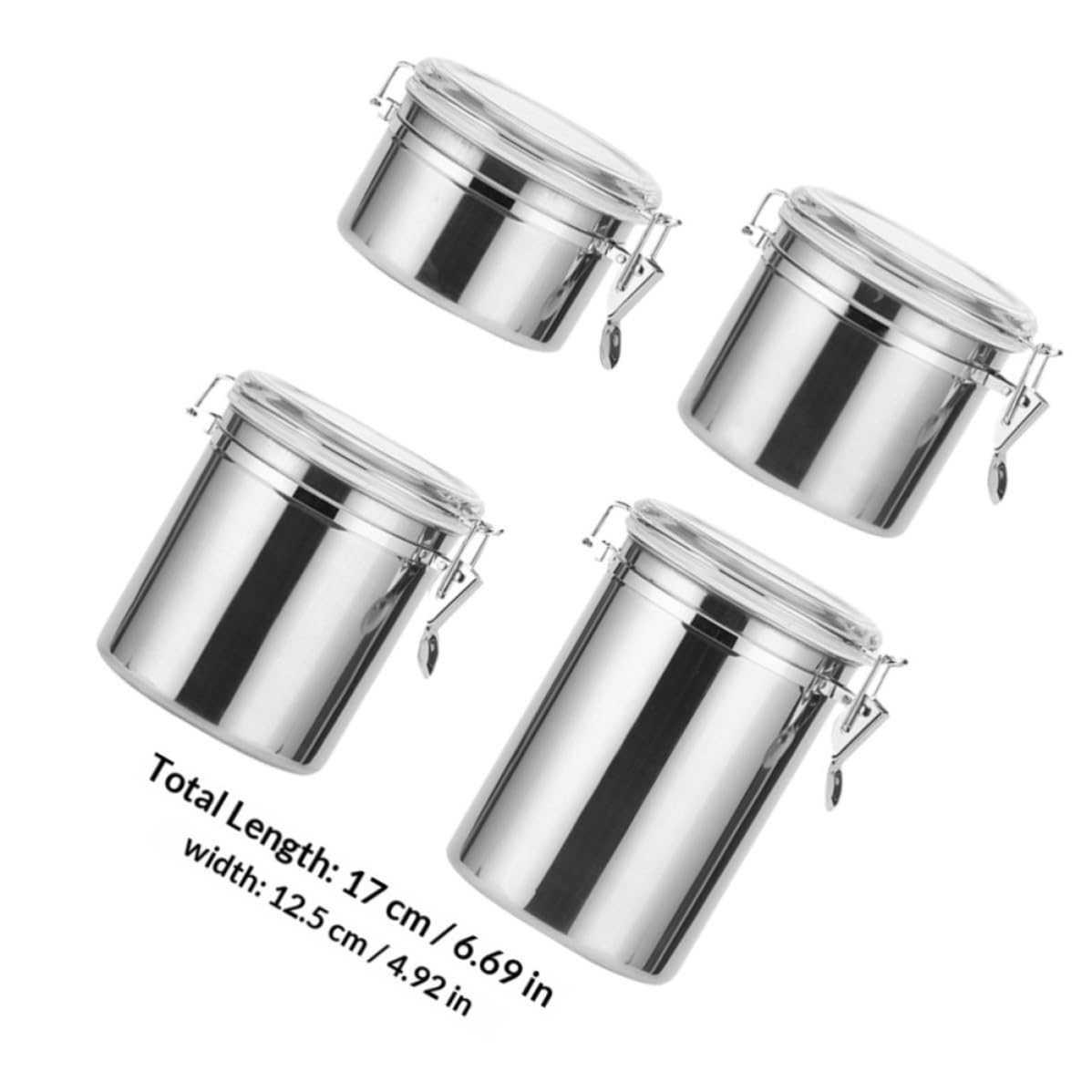 GALPADA Juego de 4 Recipientes Sellados de Acero Inoxidable para Almacenar Alimentos Tapa Hermética Adecuado para Frutas Secas y Dulces en Cocina