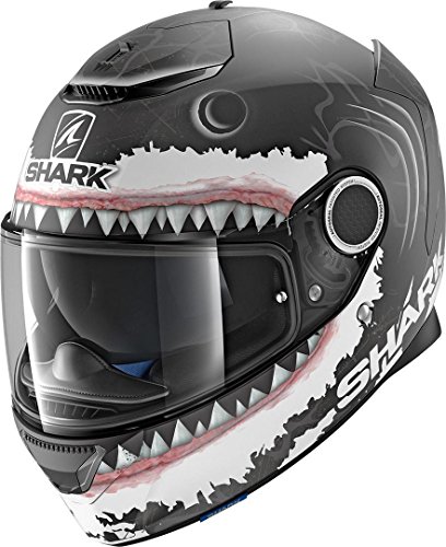 Image of SHARK SPARTAN LORENZO WHT MAT KWA Motorcycle Helmet, Black/White, Size XL