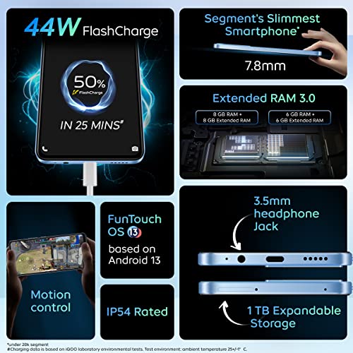 Image of iQOO Z7 5G by vivo (Pacific Night, 6GB RAM, 128GB Storage) | Dimensity 920 5G 6nm Processor | 64MP OIS Ultra Stable Camera | Segment's Brightest AMOLED Display | 44W FlashCharge