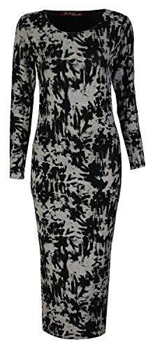 Fast Fashion - Robe De Midi Lèvres Crâne Aztèque Et Empreinte De Léopard Manches Longues - Femmes