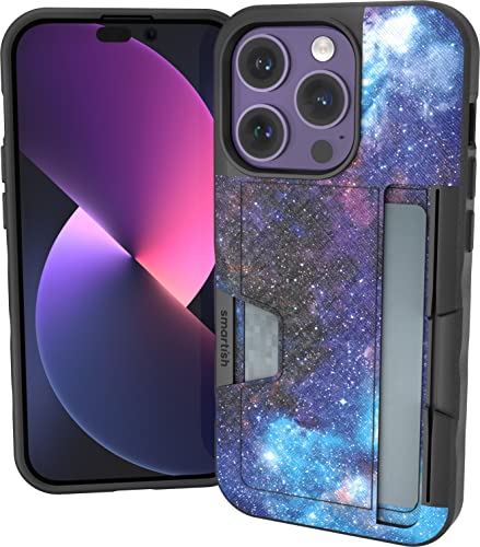 Image of Smartish iPhone 14 Pro Wallet Case - Wallet Slayer Vol. 2 [Slim + Protective] Credit Card Holder w /Kickstand - Drop Tested Hidden Card Slot Compatible w /Apple iPhone 14 Pro - Spaced Out