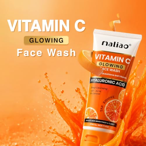 Image of Maliao Glowing Vitamin C Face Wash | Berry Glutathione, Hyaluronic Acid & Glycerin | Deep Cleansing, Skin Brightening, Oil Control, Anti-Acne & Tan Removal Face Cleanser | Suitable for All Skin Types | Berry Glutathione, Hyaluronic Acid & Glycerin | Deep Cleansing, Skin Brightening, Oil Control, Anti-Acne & Tan Removal Face Cleanser | Suitable for All Skin Types | 100g