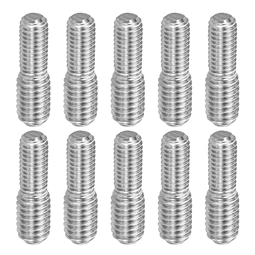PATIKIL M5x10mm to M6x10mm Double End Threaded Stud Screw Bolt, 10 Pack 304 Stainless Steel Rod Bolts Thread Reducer Adapter for Furniture Fastener, Hardware Connectors