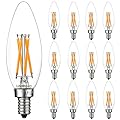 LiteHistory E12 led Bulb Dimmable 6W Equal 60 Watt 2700K AC120V Edison Bulb B10 B11 Candelabra Bulbs for Chandelier and Ceiling Fan Light Bulbs 600LM e12 Bulb 12Pack