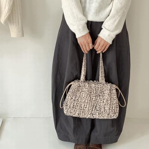 Sac à main plissé grand format avec cordon de serrage et pressions