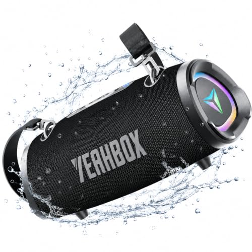 Image of YEAHBOX Sonic Boom Portable Bluetooth Speaker, 100W RMS / 120W Peak Power, Deep Bass Stereo Sound, RGB LED Light Show, Bluetooth 6.0, AUX /TF Card, Shoulder Strap, Portable Speaker for Party & Outdoor