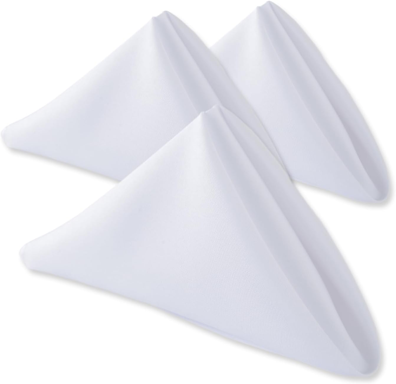 Craft And Party ホワイト布ナプキン - 24枚パック、17x17インチのポリエステルディナーナプキン、縁は縁取り付き