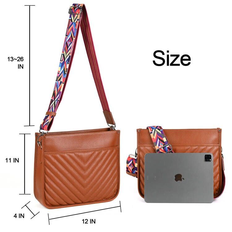 Image of Genuine Leather Crossbody Bags for Women Trendy Hobo Handbags Soft Quilted Shoulder Bag Purses with Adjustable Strap