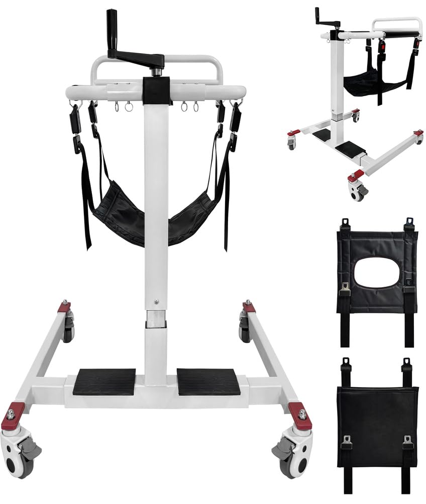 Silla de Transferencia con Elevador de Pacientes, Silla de Ruedas con Elevador Manual para el Hogar, Silla de Transferencia con Elevador, Elevador Corporal, Altura/Ancho Ajustables