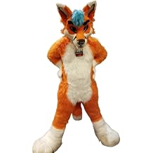 Adult Orange White Husky Fursuit Full Suit Long Fur Plush Furry Mascot Costume