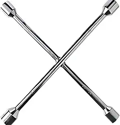 Chave De Rodas Tipo Cruz 17x19x21x23Mm 4 Bocas Resistente Eda 9Ru Aço Cromado Troca De Pneu Oficina Mecânica