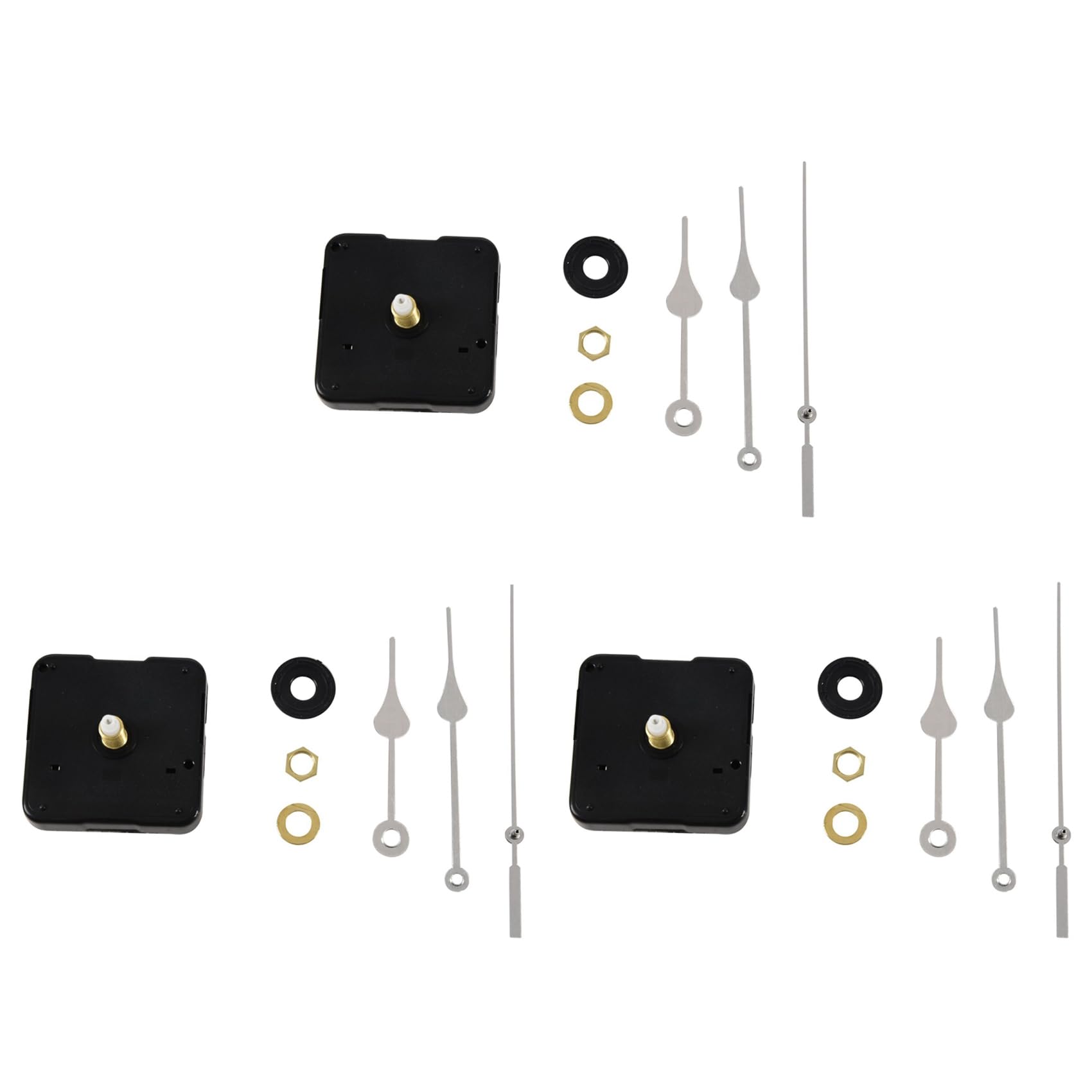 Hndhbfgrt 3X Clock Movement Mechanism with Silver Hour Minute Second Hand DIY Tools Kit