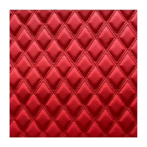 Simili cuir piqué haut de gamme rouge 1.55x9m pour ameublement et grands sacs