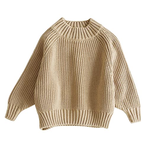 Solid Color Thick Sweater for Kids Round Neck Knit Pullover for Boys Girls Childs Long Sleeve Knitwear Winter