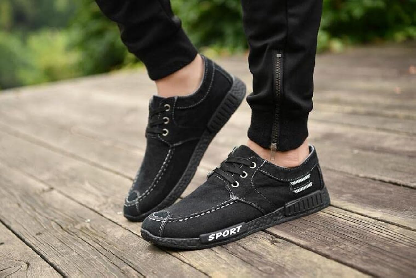 Amazon.com | Men's Vintage Low Top Washed Denim Canvas Shoes