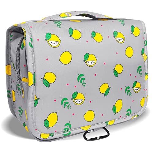 Lakibole Makeup Bag Hanging Toiletry Bags For Traveling Women Girls Cosmetic Travel Bag Multifunction Shower Bag With Strong Spring Snap Hook - Grey #TOP9
