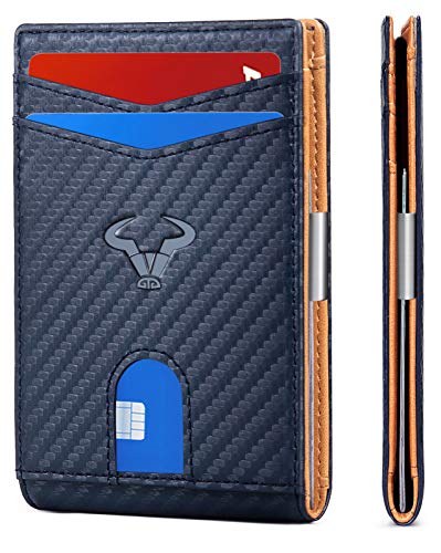 Slim Wallet Men,BULLIANT Leather Wallet Front Pocket Card Holders for Men 3"X4.3",11Cards+Money Clip+Coin Pocket