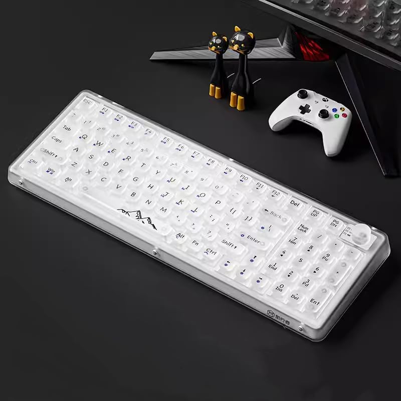 V99 Hot Swappable Transparent Mechanical Keyboard with OLED Display,98 Keys RGB Custom Gaming Gasket Structures with BT5.1/2.4G/USB-C for Windows/Mac,Pioneer V1 Satellite Axis - Image 8