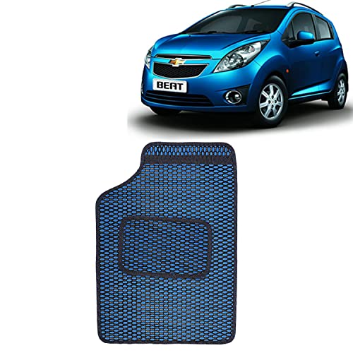 Image of Kingsway Dotted Design Car Floor Foot Mats Universal Fit for Chevrolet Beat, Model Year : 2009-2017, Water and Dustproof, Color Blue, Set of 5 Pieces