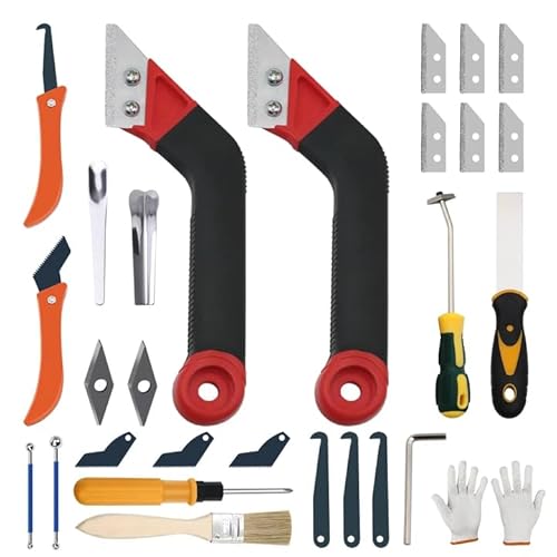 29 Pack Grout Removal Tool, 2 Tile Grout Saw and 2 Grout Hand Saw with 12 Pieces Extra Blades, Caulking Removal Tools for Cleaning Ceramic Tile Joints and Corners