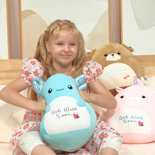 Image of Easfan 13'' Get Well Soon Axolotl Plush Pillow Soft Cute Salamander Plush Get Well Soon Gifts for Kids Patient Feel Better for Women Men