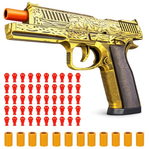 Image of Realistic Gun Toy | Toy Gun for Adults | Shell ejecting Gun | Toy Pistol Gun with Bullets | Realistic Fake Toy Gun'' (Gold+Black)