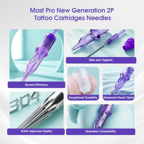 Image of Mast Pro Tattoo Cartridges 20Pcs Disposable Needles Bugpin Round Magnum 0809RM