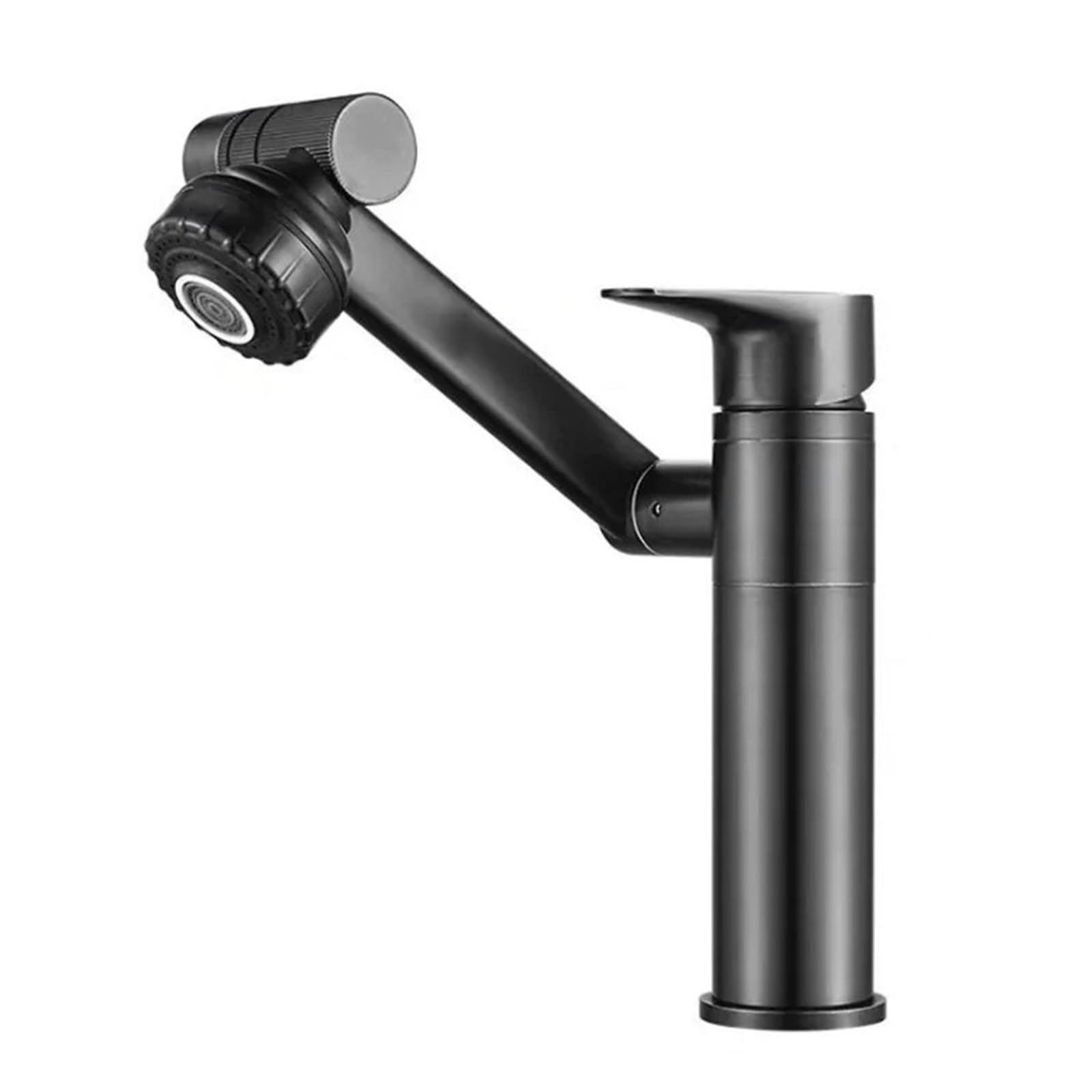 Soywim Black Short Triple 360 Degree Bathroom Faucet, Deck Mounted Hot And Cold Water Mixer Aerator Black/Grey/Chrome/Gold/White Tap Tapware,High-Pressure Resistant(Black Short)