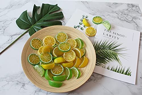 Joyyu Artificial Lemon Slices Blocks 20Pcs Fake Lemon Slices And 20Pcs Simulation Lemon Blocks Realistic Plastic Fruit Lemon Decorations In Yellow Green For Decoration Kitchen Room Party #TOP2