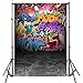LB Graffiti Style Hip Hop Backdrop for Photography 80s 90s Birthday Party Decoration 5x7ft Art Portrait Photo Background with Floor Retro Fashion Studio Prop Vinyl Customized TY111