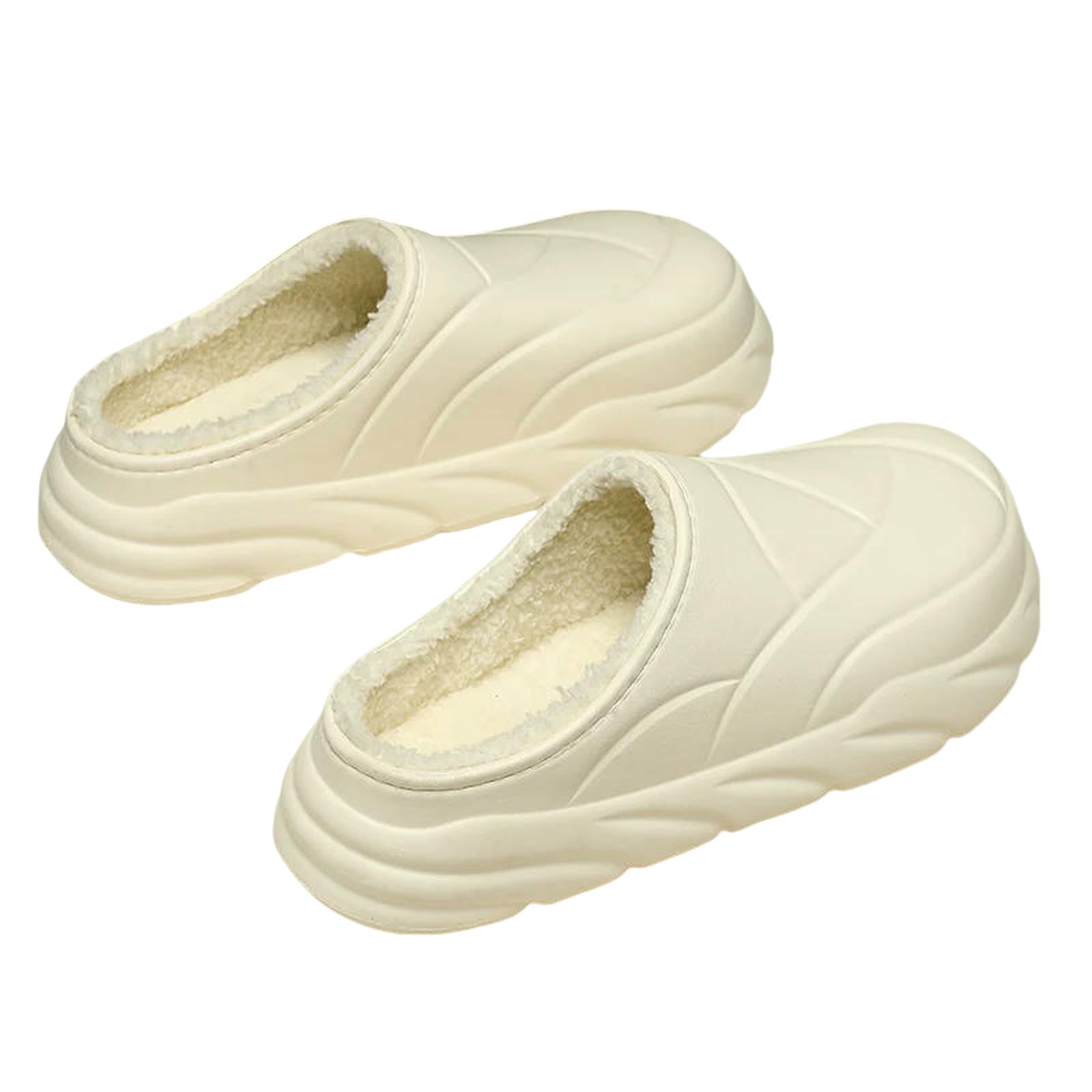 Pantuflas Zapatillas De Invierno Unisex, Sandalias para El Hogar, Zapatos Planos Interior Mujer, Suaves Hombre, Moda Antideslizante Dormitorio-001-beige-42-43