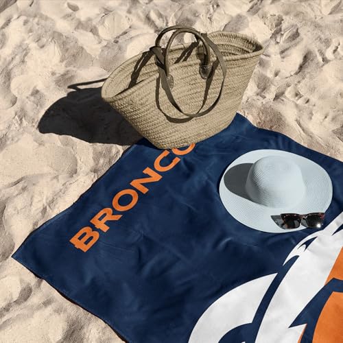 Image of Northwest NFL Denver Broncos Microfiber Beach Towel, 30 x 60 Inches - Quick Dry, Sand Resistant, Lightweight, Highly Absorbent, Incisor Design