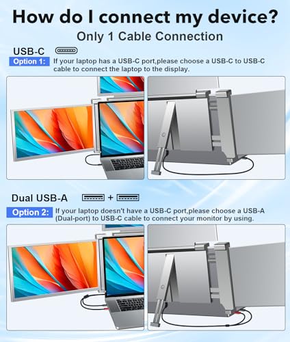 Image of YUTOO 4 Screen Laptop Monitor Extender | One USB-C Cable for M1 M2 M3 | 14 inch 1080P FHD IPS 4 Screen Monitor for Laptops 13.6~17.3 inch | Quad Screen Extender Display for MacBook /Windows /Switch /PS5