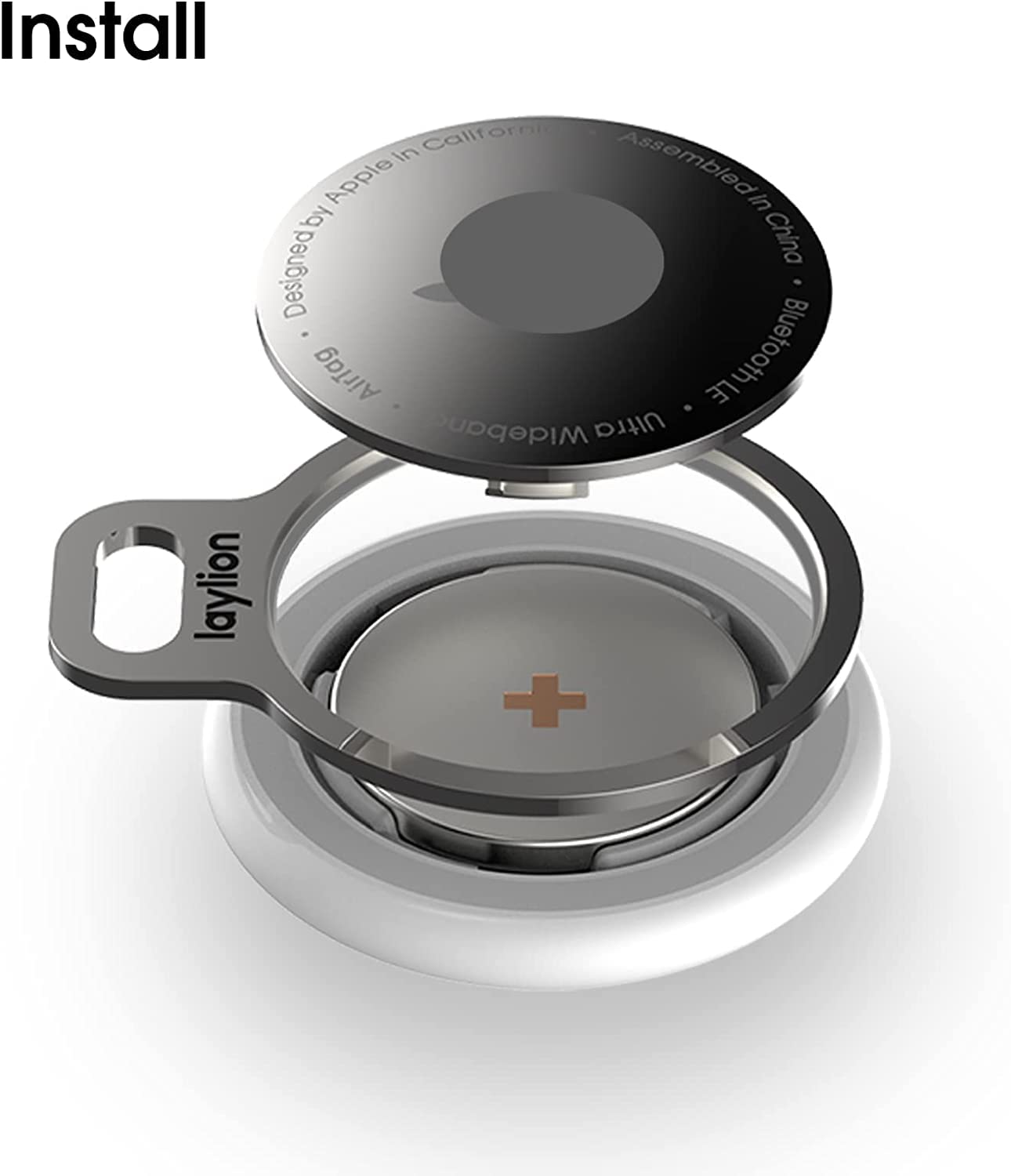 Uchwyt na brelok do AirTag, bezpieczny uchwyt na AirTag, polerowany na wysoki połysk idealny pierścień do AirTag, minimalne i lekkie, cienkie, cienkie etui na AirTag z paskiem