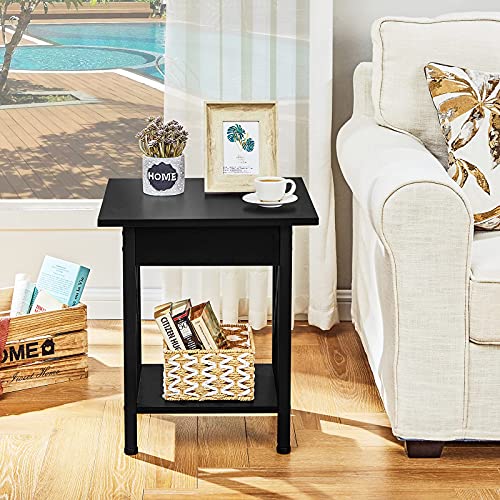 Greenforest End Tables Living Room Set Of 2, Industrial Side Table Nightstand With Storage Shelf, Easy Assembly, Black #TOP2
