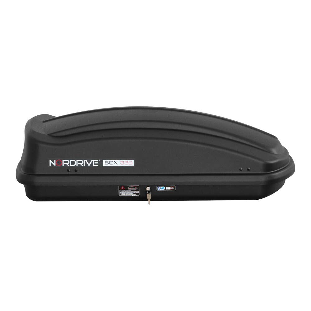 NORDRIVE N60004 Box 330, Box da Tetto per Auto in in ABS, 330 Litri - Nero Goffrato
